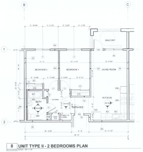 Floor Plan  Floorplan of a 2-bedroom apartment at Santa Angelina