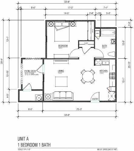 Floor Plan  A floor plan of 1 bedroom 1 bathroom