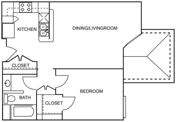 Floor Plan  1 Bedroom 1 Bathroom Floor Plan