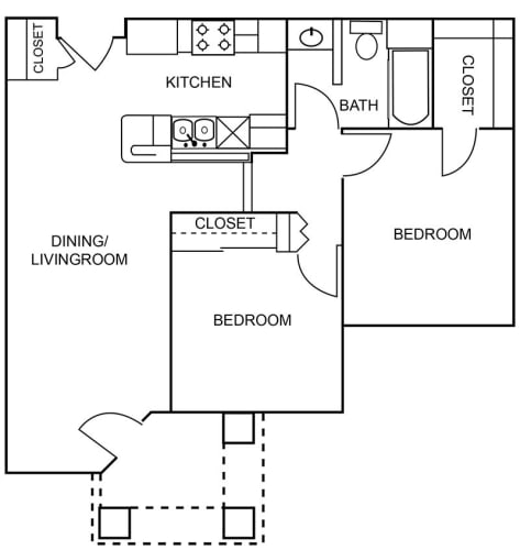 Floor Plan  2 Bedroom 1 Bathroom Floor Plan