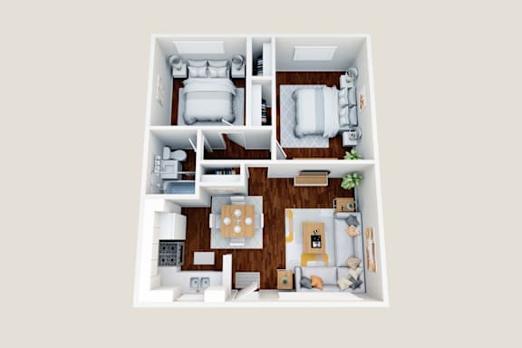 Floor Plan  a stylized floor plan with a bedroom and living room