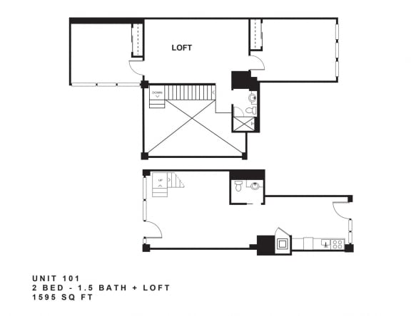 Floor Plan  a floor plan of a 1 bedroom floor plan