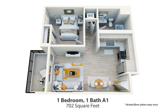Floor Plan  1 Bed, 1 Bath A1
