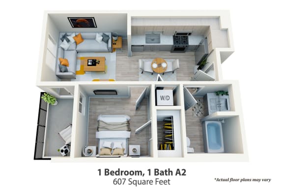 Floor Plan  1 Bedroom, 1 Bath A2