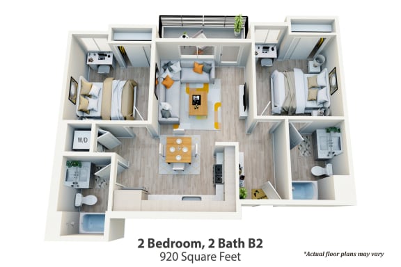 Floor Plan  2 Bedroom, 2 Bath B2