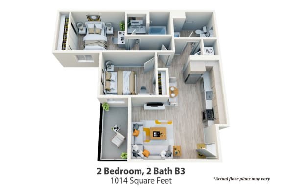 Floor Plan  2 Bed, 2 Bath B3