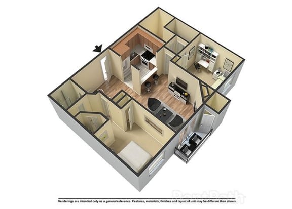 Floor Plan  2 Bed 2 Bath A