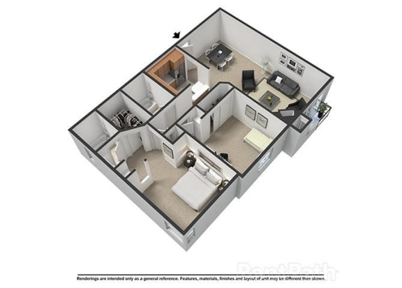 Floor Plan  2 Bed 2 Bath B