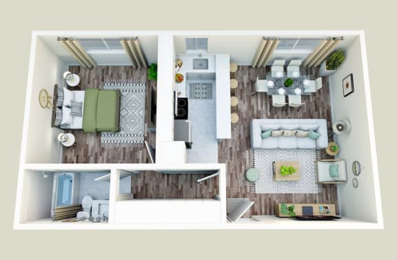Floor Plan  a1 floor plan  1 bedroom with 2 baths  129