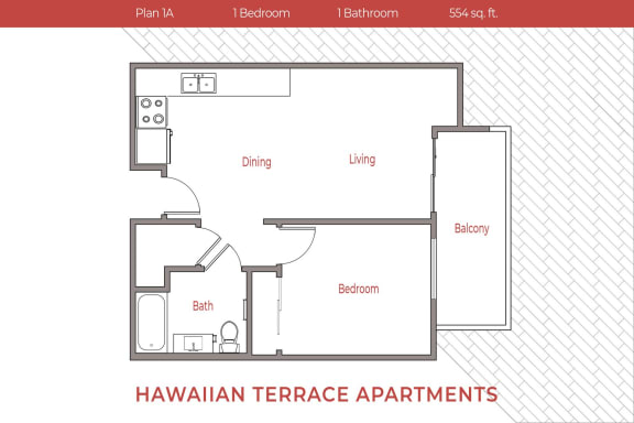 Floor Plan  a floor plan of hawaiian terrace apartments