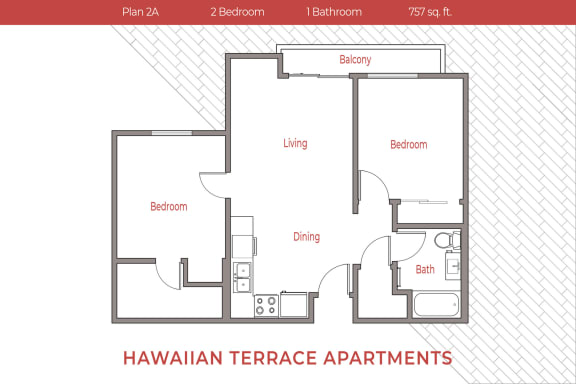 Floor Plan  a floor plan of hawaiian terrace apartments