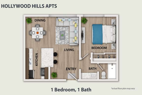 Floor Plan  1 Bed 1 Bath