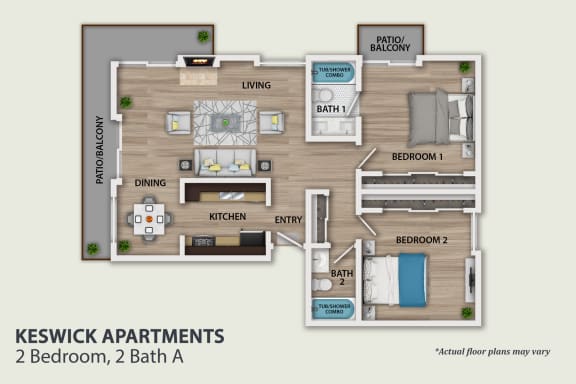Floor Plan  2 Bedroom, 2 Bath