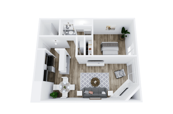 Floor Plan  a 3d floor plan of a bedroom with a living room