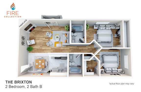 Floor Plan  the outlook 2 bedroom floor plan  fire protection