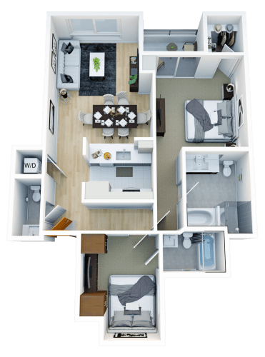 Floor Plan  a 3d rendering of a floor plan of a house