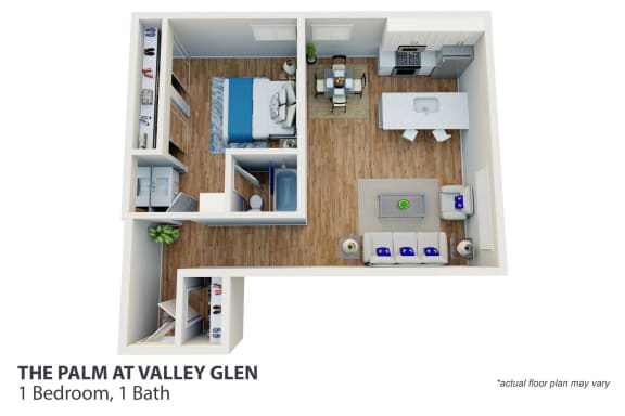 Floor Plan  1 Bedroom, 1 Bath