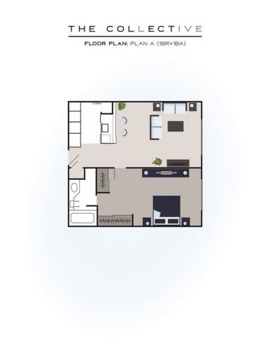 Floor Plan  1 Bedroom, 1 Bath B