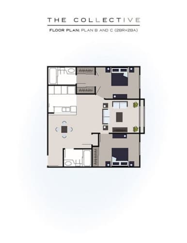 Floor Plan  2 Bedroom, 2 Bath B