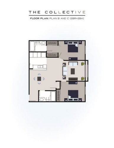 Floor Plan  2 Bedroom, 2 Bath A