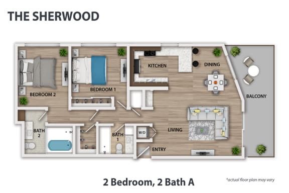 Floor Plan  2 Bedroom, 2 Bath