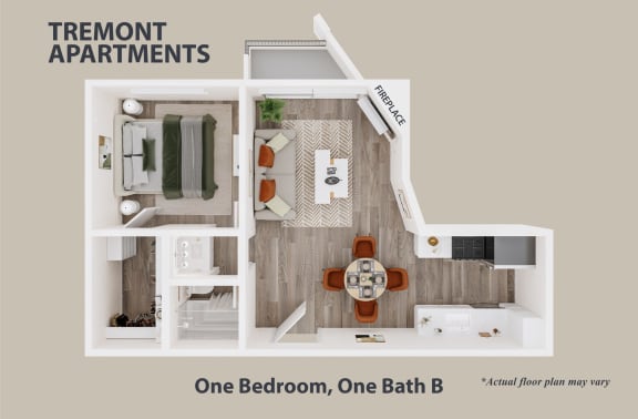 Floor Plan  a floor plan of a one bedroom one bath apartment