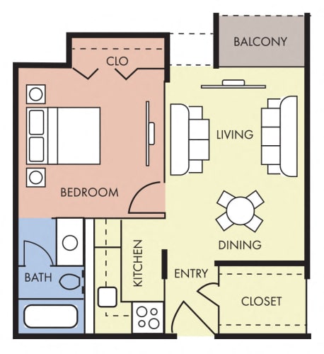 Floor Plan  Episcopal Catholic Apartments in Winter Have, FL 1 bedroom 1 bath floor plan