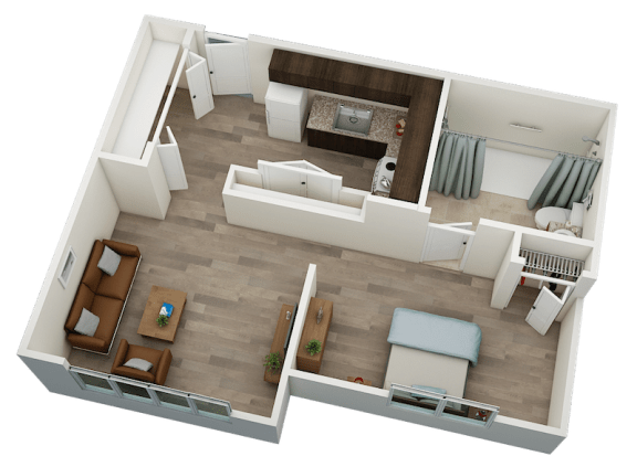 Floor Plan  1-bedroom 537 square foot floor plan at Villa San Carlos Senior Apartments