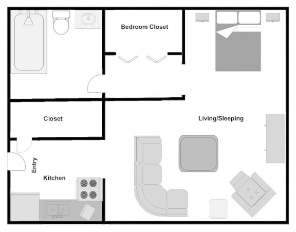 Floor Plan  Mount Carmel Gardens Senior Apartments in Jacksonville, FL Alcove Studio Floor Plan