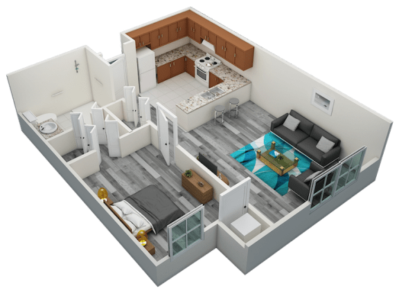 Floor Plan  Holy Cross Manor II 1 bed, 1 bath 525 square foot apartment