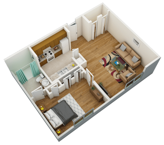 Floor Plan  580 square foot 1bed 1 bath floor plan at Morris Manor Apartments
