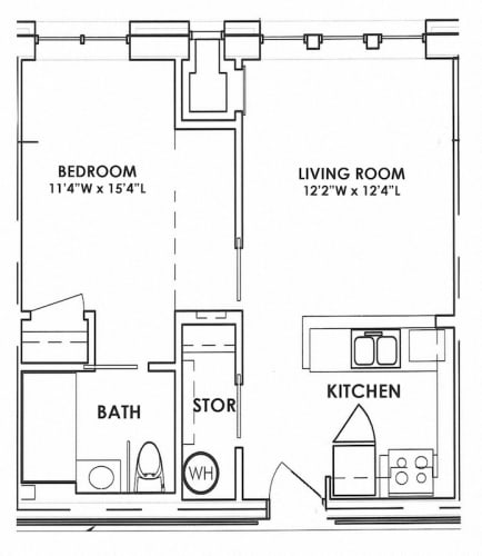 Floor Plan  St. Giles Manor II One bedroom floor plan