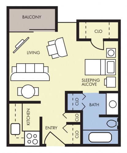 Floor Plan  Episcopal Catholic Apartments in Winter Have, FL Efficiency Studio floor plan