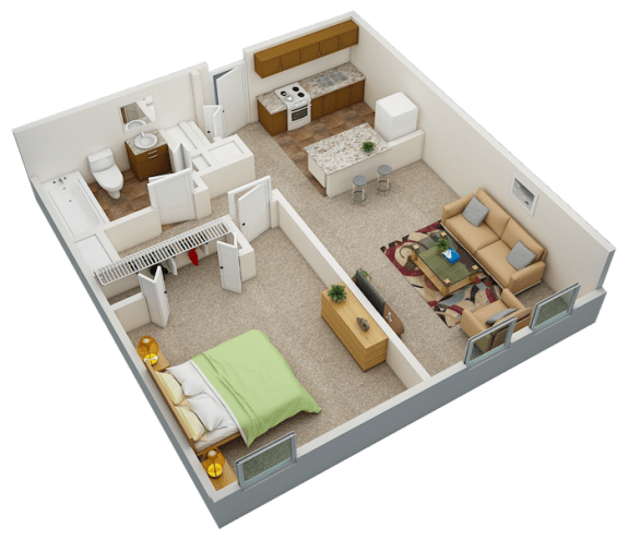 Floor Plan  Sundale Manor Apartments in Jacksonville, FL 1 bedroom, 1 bathroom floor plan