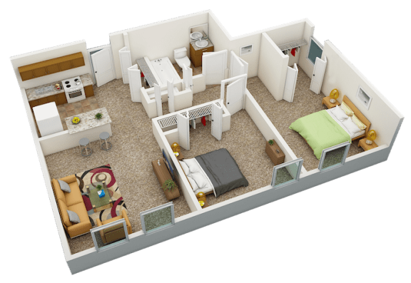 Floor Plan  Sundale Manor Apartments in Jacksonville, FL 2-bedroom, 1-bathroom floor plan
