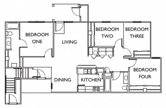 Floor Plan  The Hemlock 4x2 Floor Plan