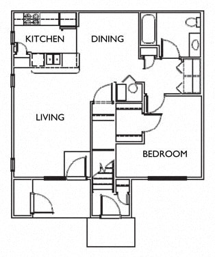 Floor Plan  The Primrose 1x1 Floor Plan