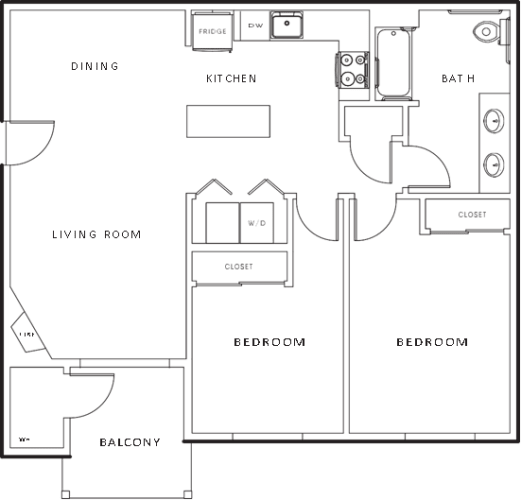 Floor Plan  D 2x1 Floor plan