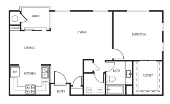 Floor Plan  Aviare Cupertino CA Plan B 1 Bedroom 829 SQ FT