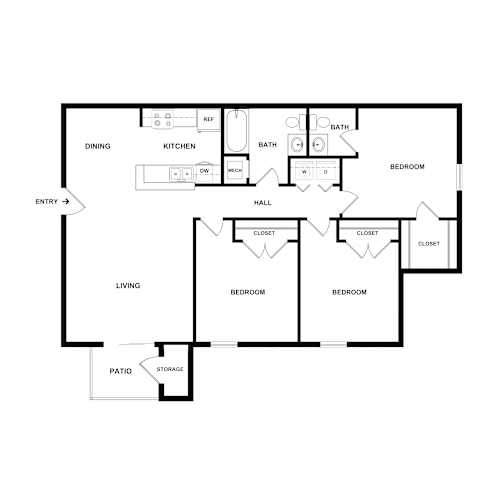 Floor Plan  A black and white image of a house floor plan.