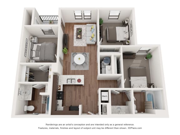 Floor Plan  a 1 bedroom floorplan is shown with a wood floor