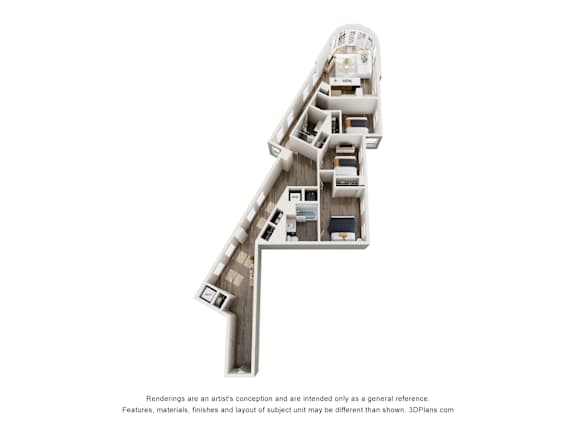 Floor Plan  A 3D rendered image of a staircase.