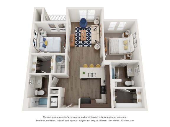 Floor Plan  bedroom floor plan of a 2103 sq ft apartments