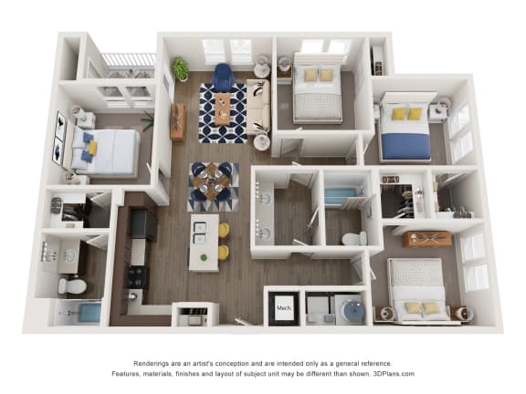 Floor Plan  the outlook floor plan  3 bedroom  1190 sq ft