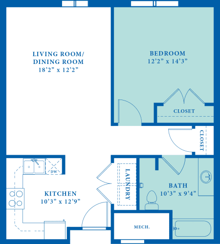 Floor Plan  One  Bedroom