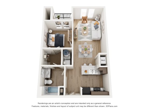 Floor Plan  a stylized floor plan with a bedroom and a living room