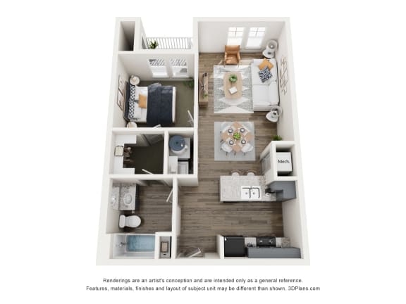 Floor Plan  a stylized floor plan with a bedroom and a living room