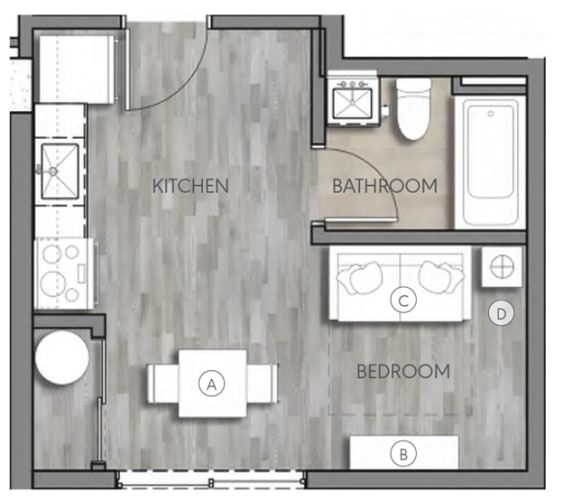 Floor Plan  a plan of a bedroom with a bathroom and a living room