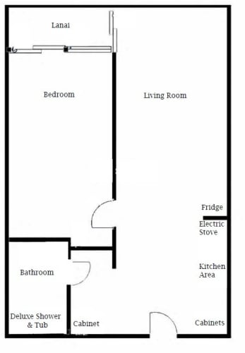 Floor Plan  1x1 Floorplan-LH Bath (Units 1-3-11-13) wording