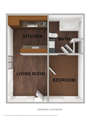 Floor Plan  Village at Chowchilla one bedroom one bathroom floorplan